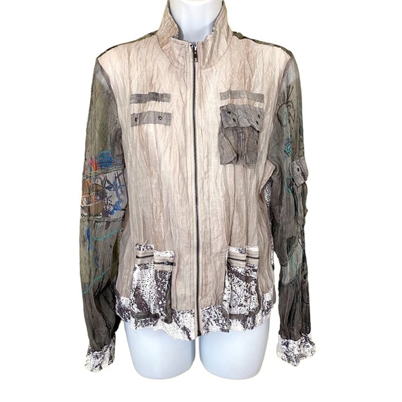 Christine Phillipe Sheer Jacket Zip Up‎ Tattoo Arms Lace back - Picture 9 of 10